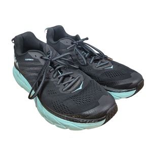 Hoka One One Clifton 6 Black Aqua Women’s Size 10.5 1102873-BASY Running Shoes